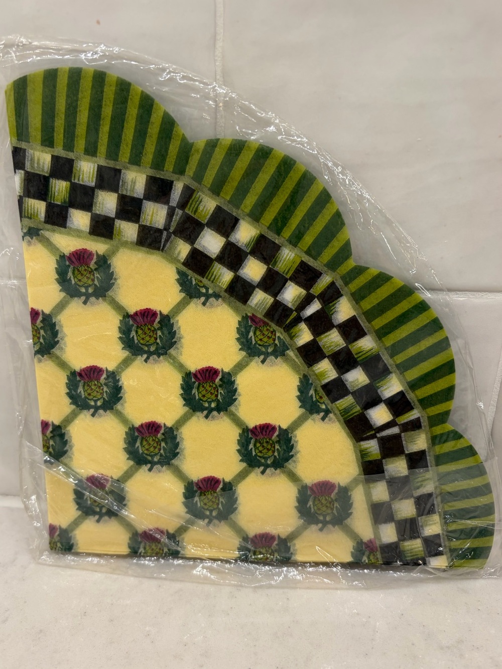 NWT McKenzie Childs Thistle Pattern Scalloped Paper Napkins - Set of 15